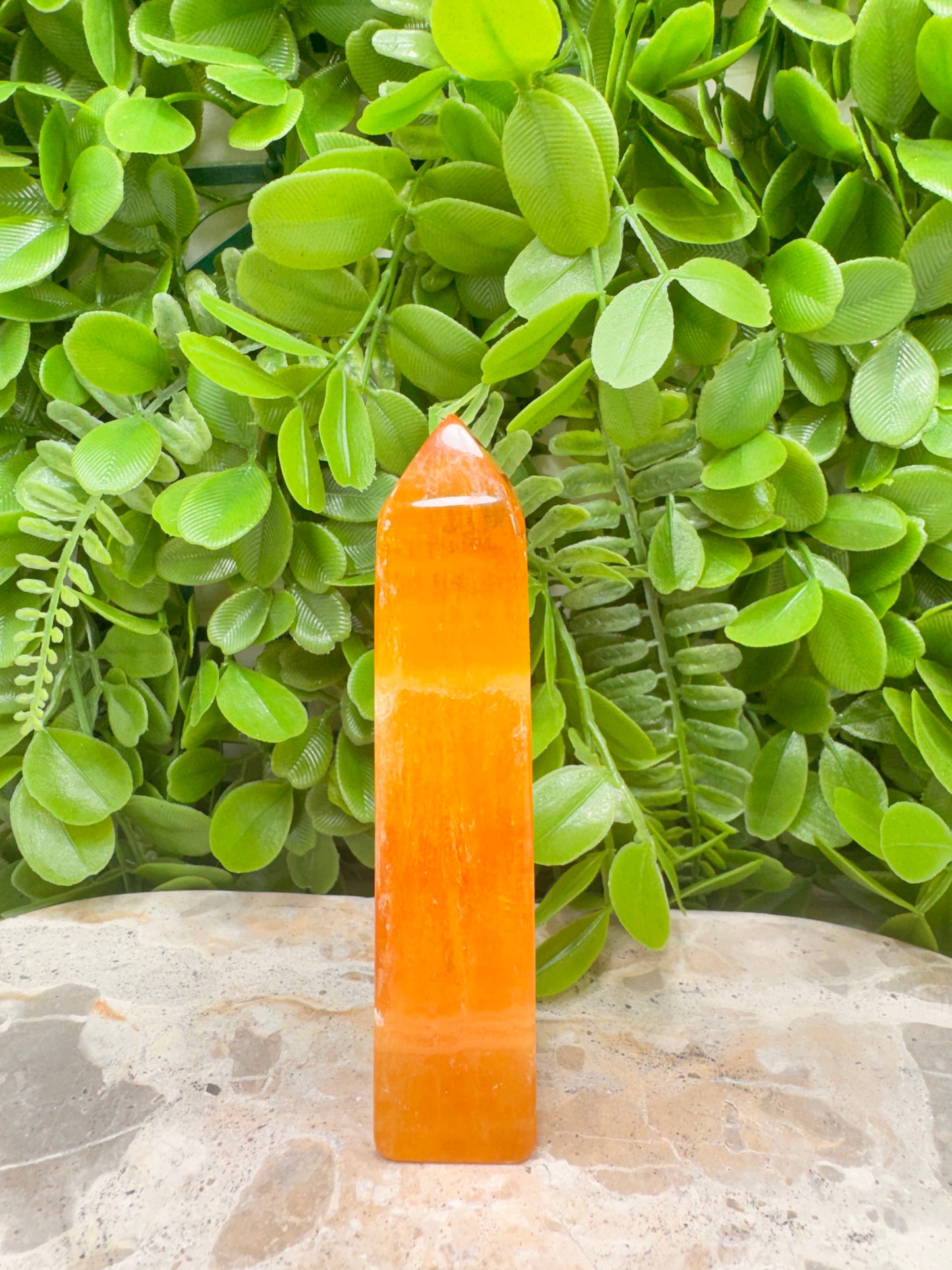 Crystalised Orange Calcite Point 178g