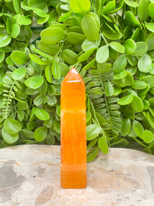 Crystalised Orange Calcite Point 178g