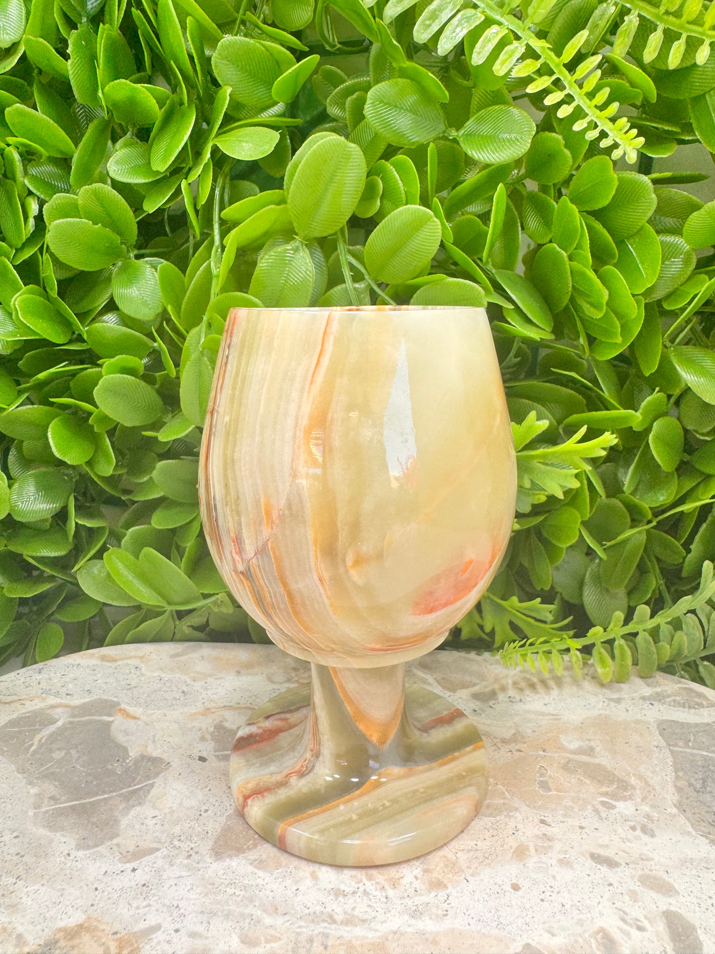 Green banded Onyx Wine Goblet 440g