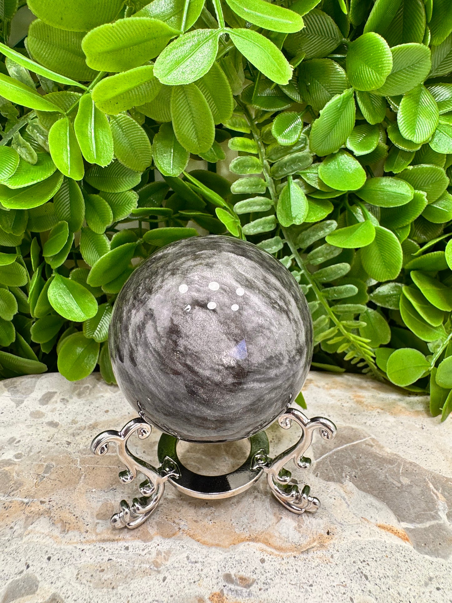 Silver Obsidian Sphere 282g