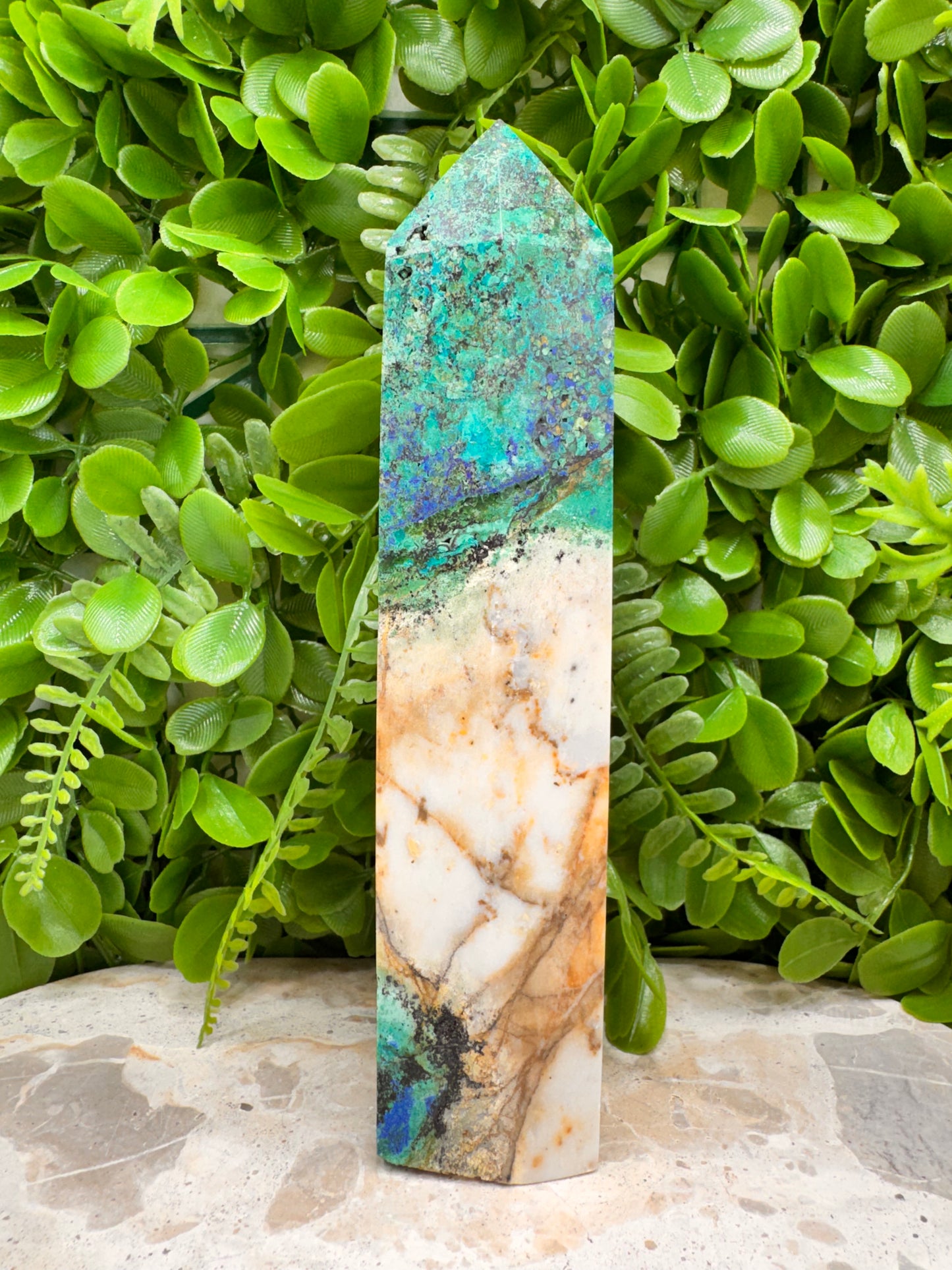 Azurite with Calcite Tower 772g