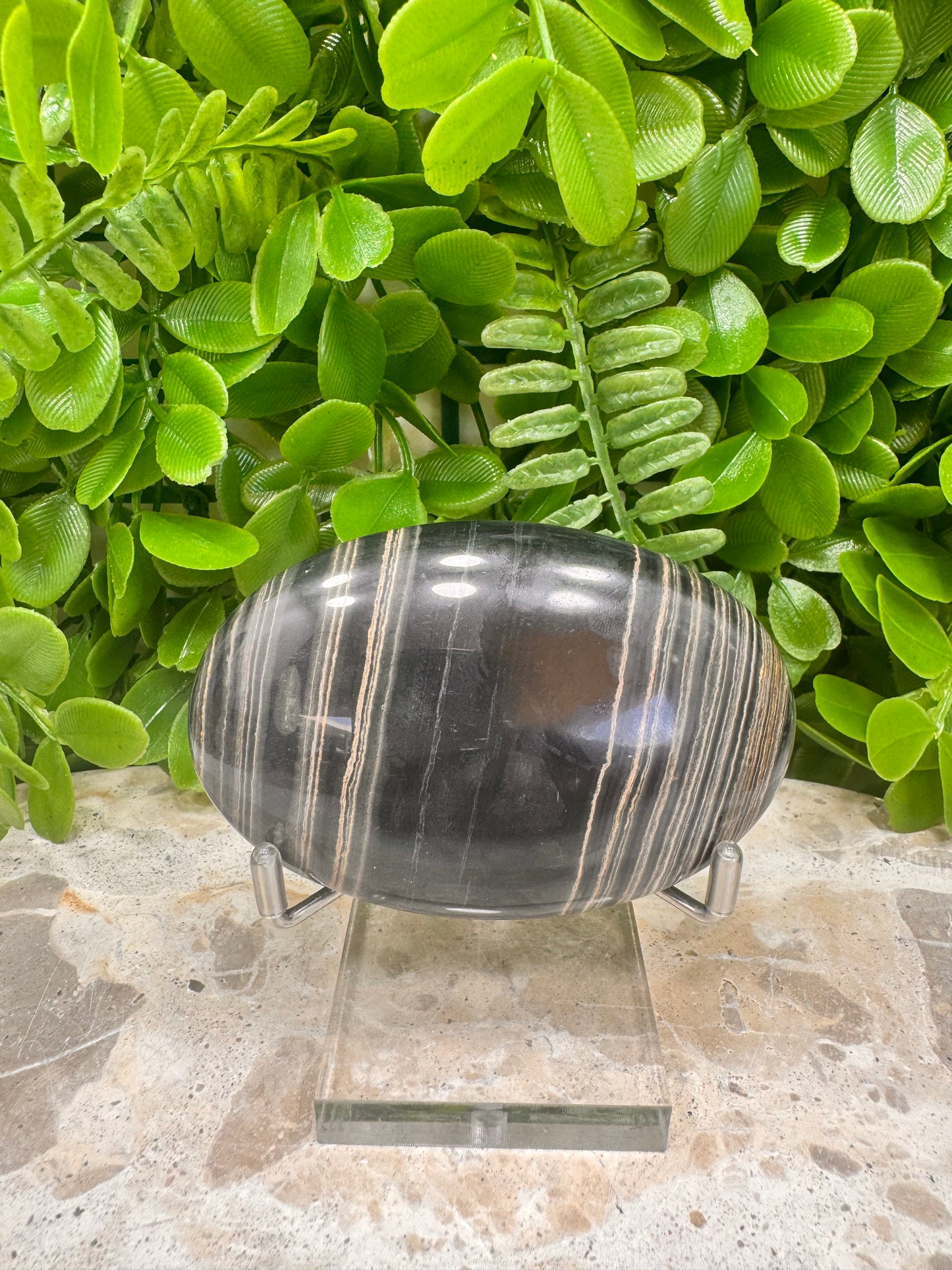 Black Banded Onyx Palm Stone 196g