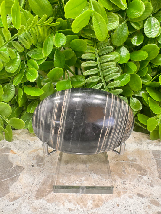Black Banded Onyx Palm Stone 196g