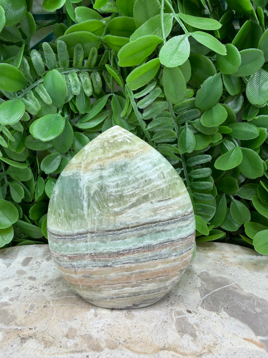 Emerald Kiwi Calcite Teardrop | Balance • Renewal • Harmony