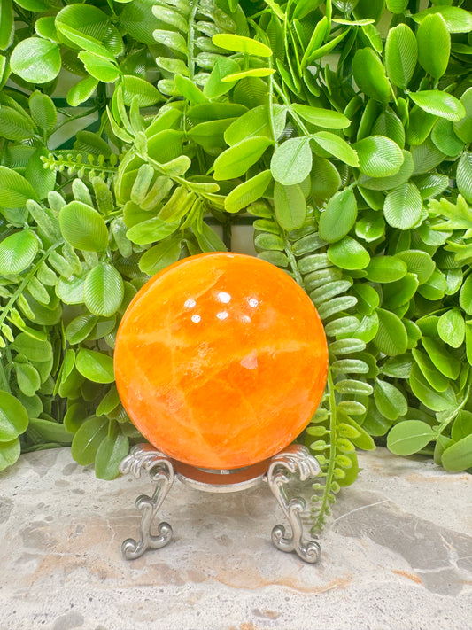 Crystallised Orange Calcite Sphere 630g