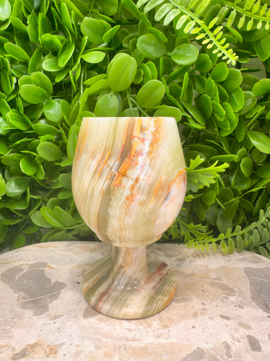 Green banded Onyx Wine Goblet 440g