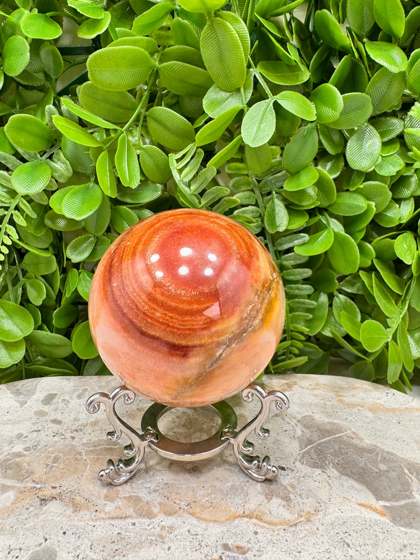 Peach Banded Calcite Sphere 528g