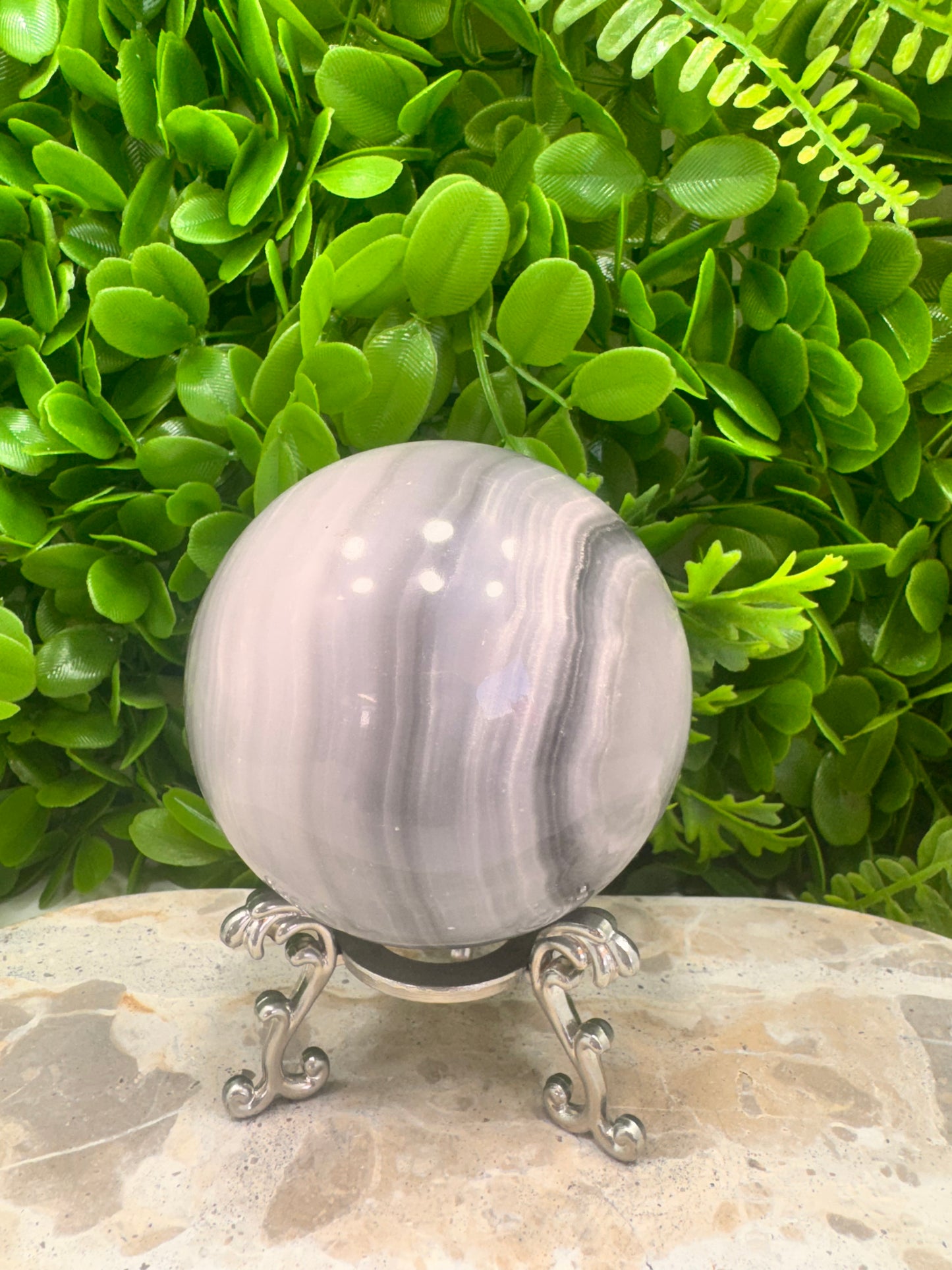 Black and White Banded Onyx Sphere 848g