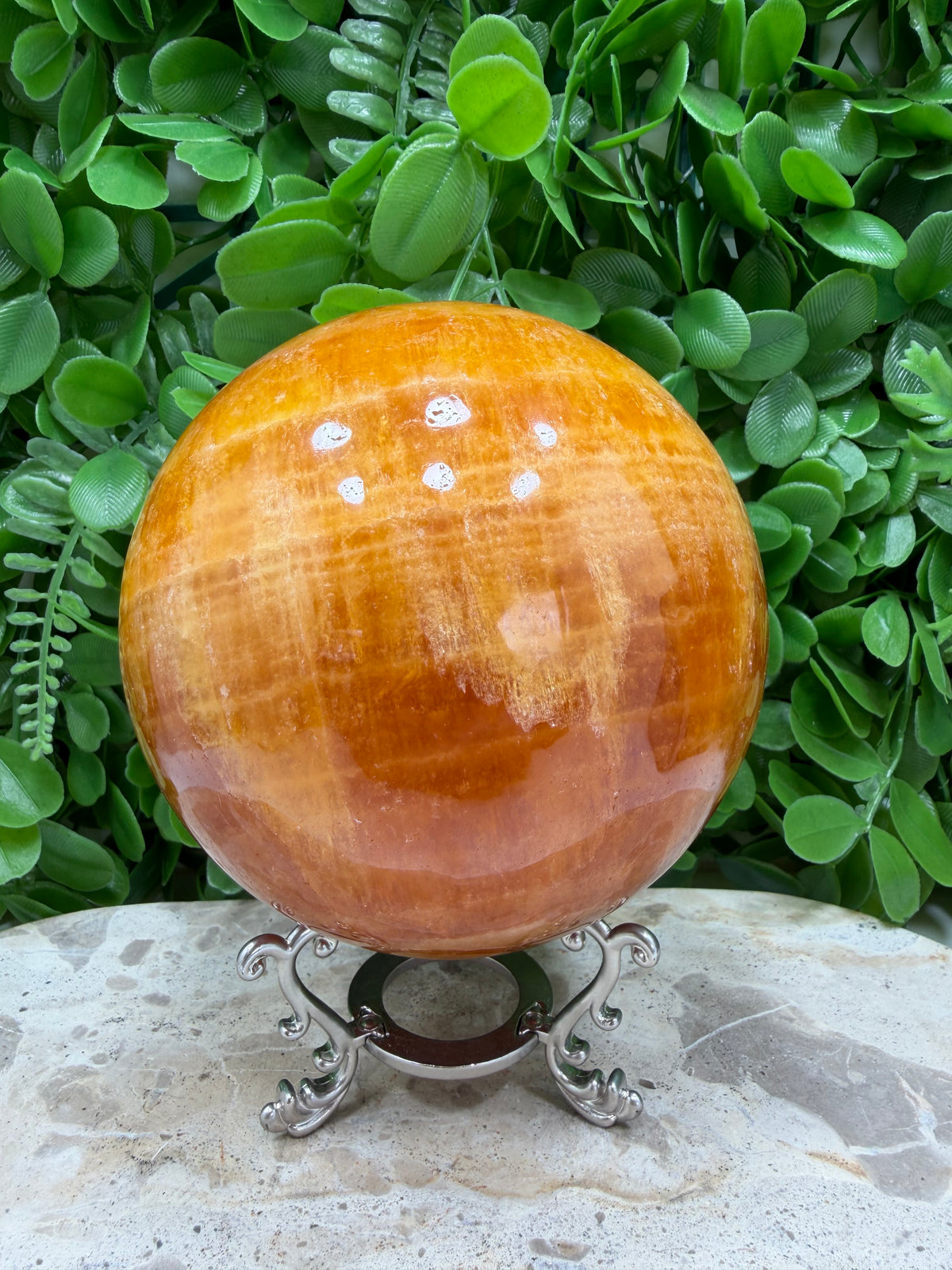 Crystallised Orange Calcite Sphere | Energy • Joy • Creativity