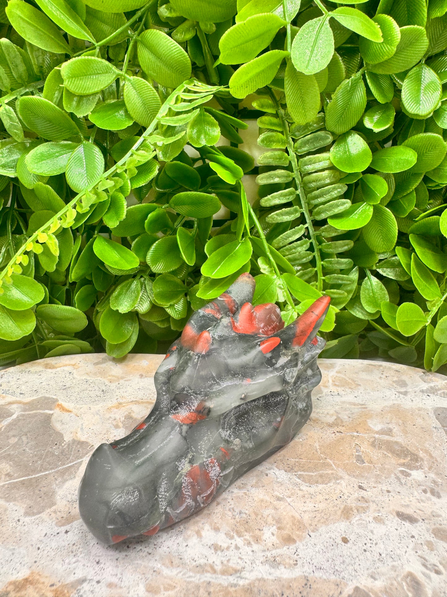 African Dragon Blood Stone Skull 268g