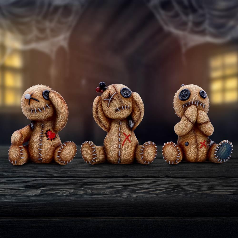 Three Wise Voodoo Dolls Figurines 8cm
