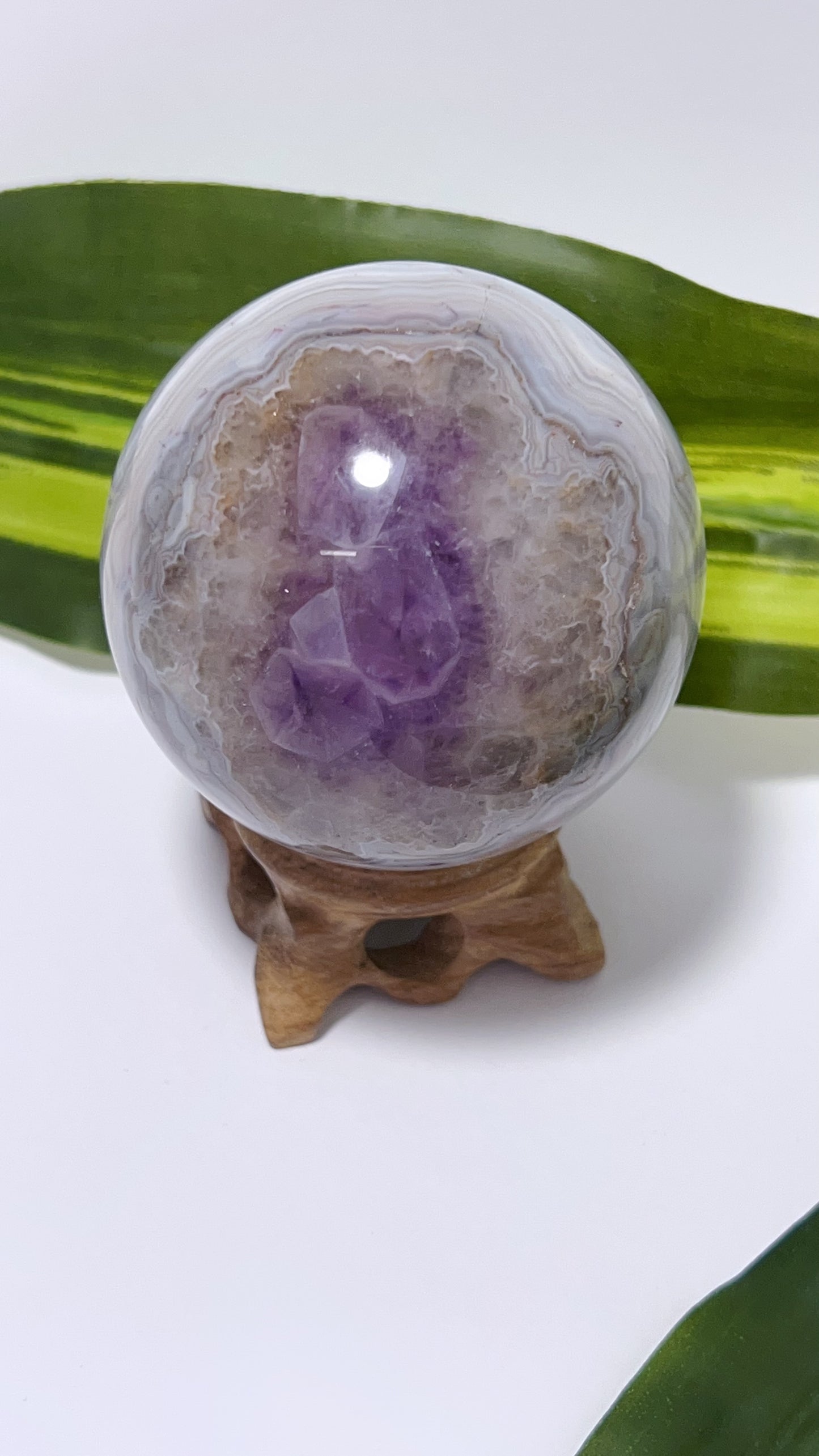 Amethyst and Mexican Agate Sphere 328g