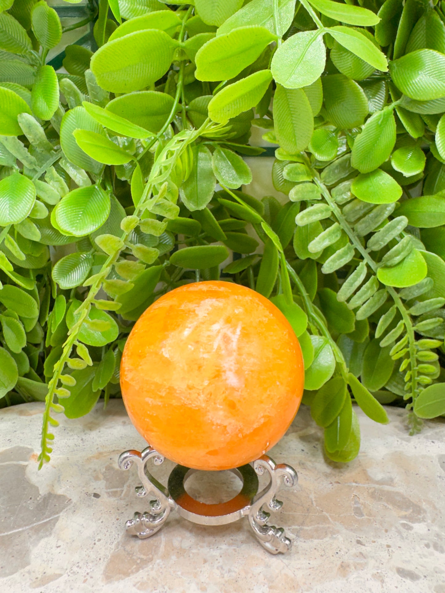 Crystallised Orange Calcite Sphere 250g