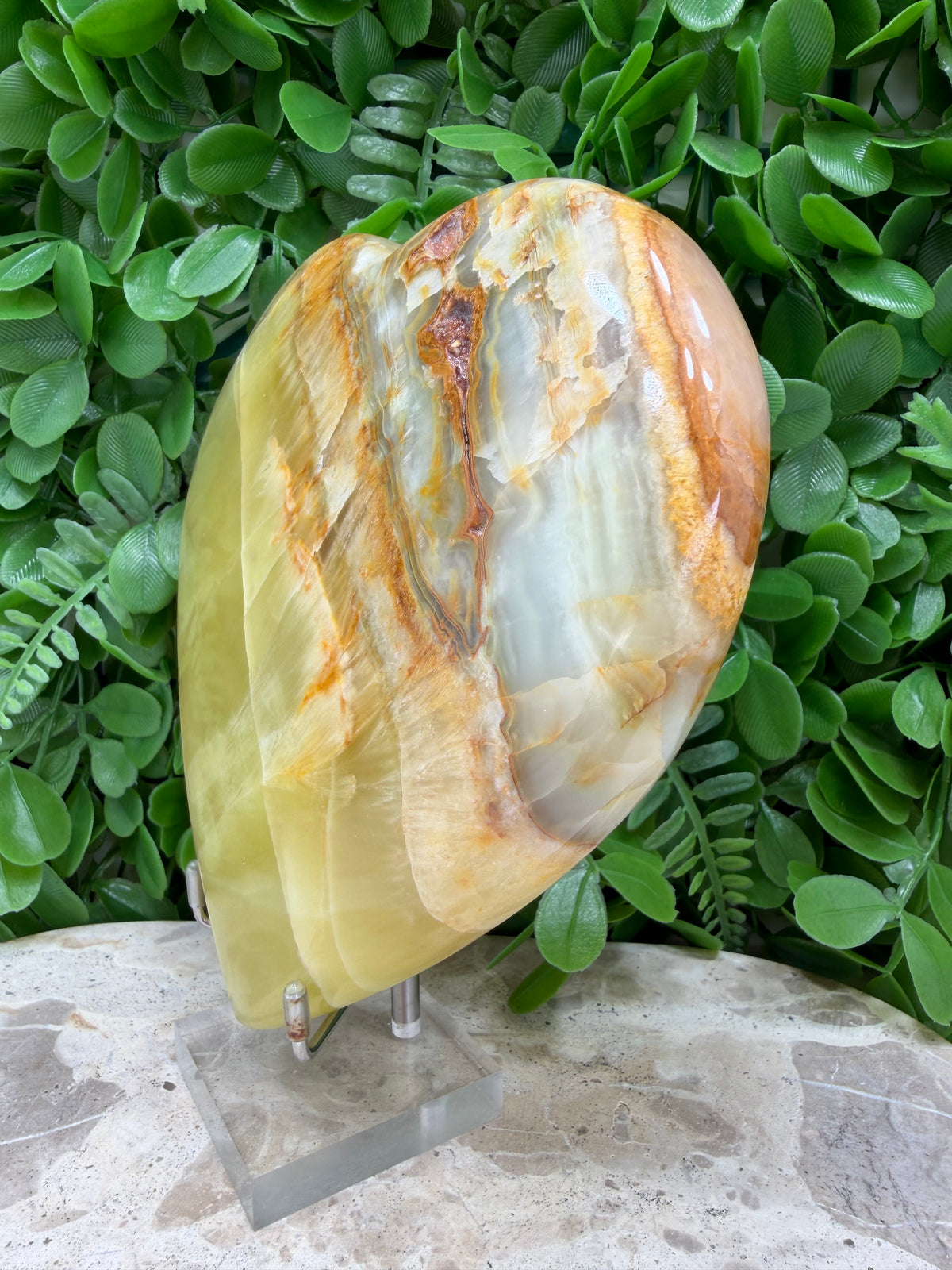 Lemon Banded Calcite Heart | Joy • Confidence • Motivation