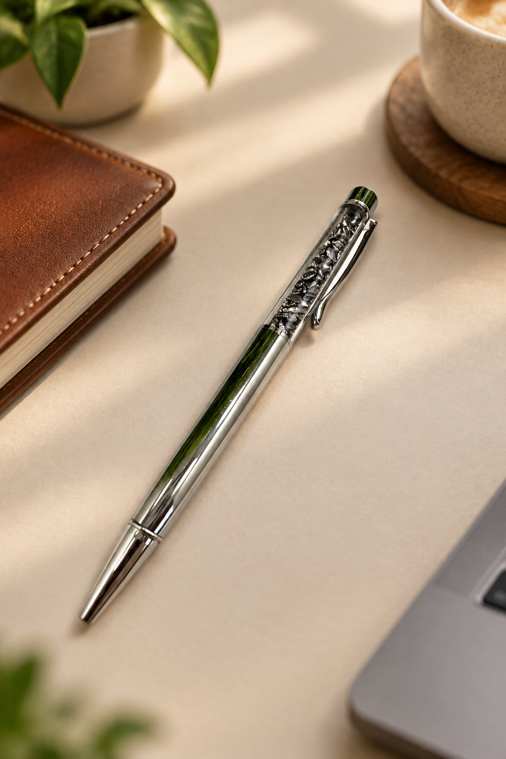 Hematite Premium Crystal Chip Pen