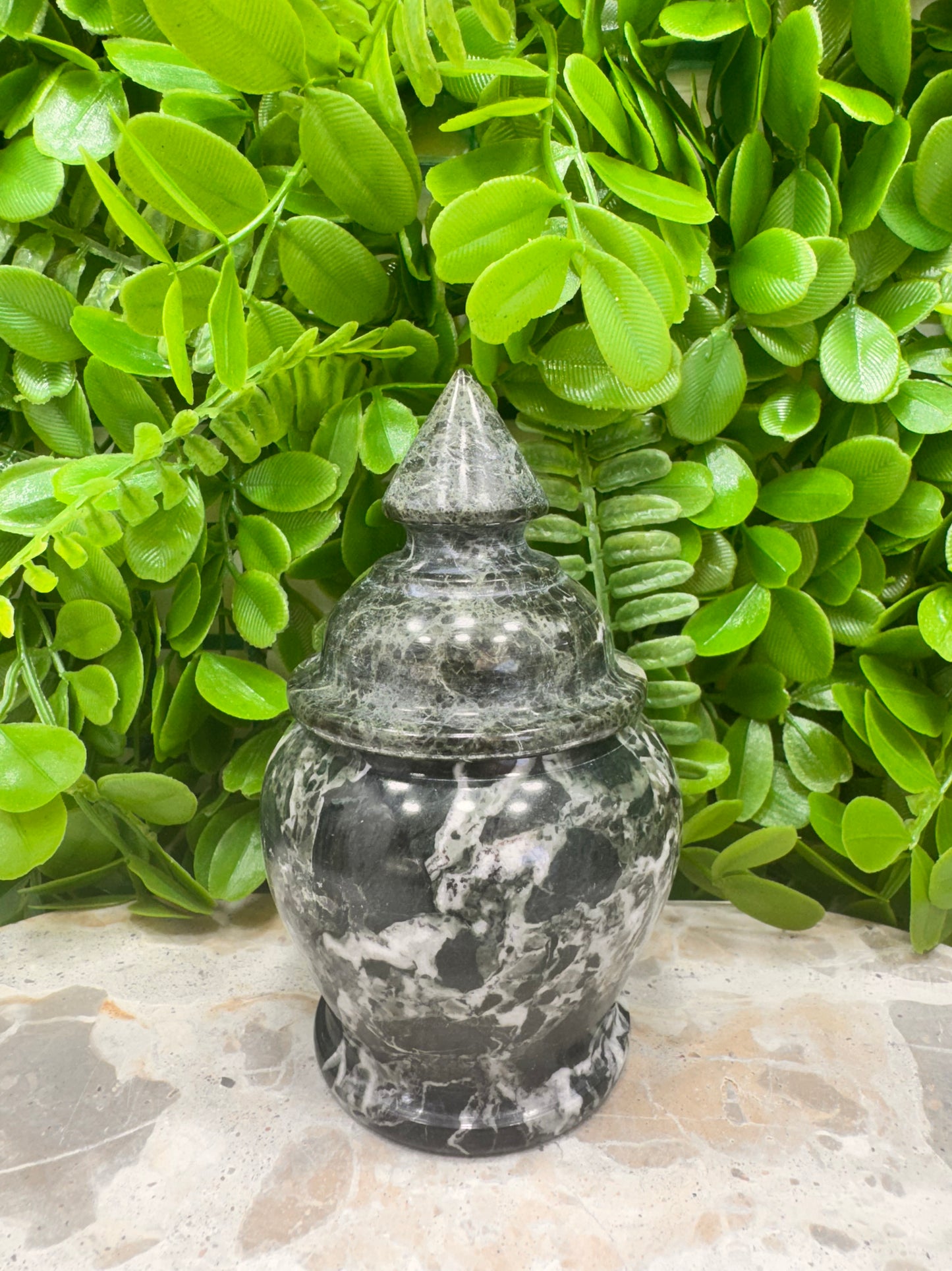 Black Zebra Serpentine Urn 416g
