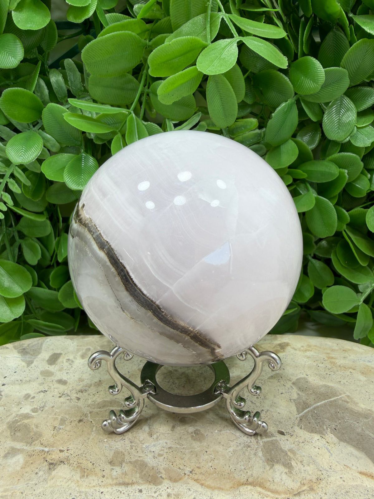 Smokey Pink Mangano UV Sphere 934g | Love • Compassion • Calm