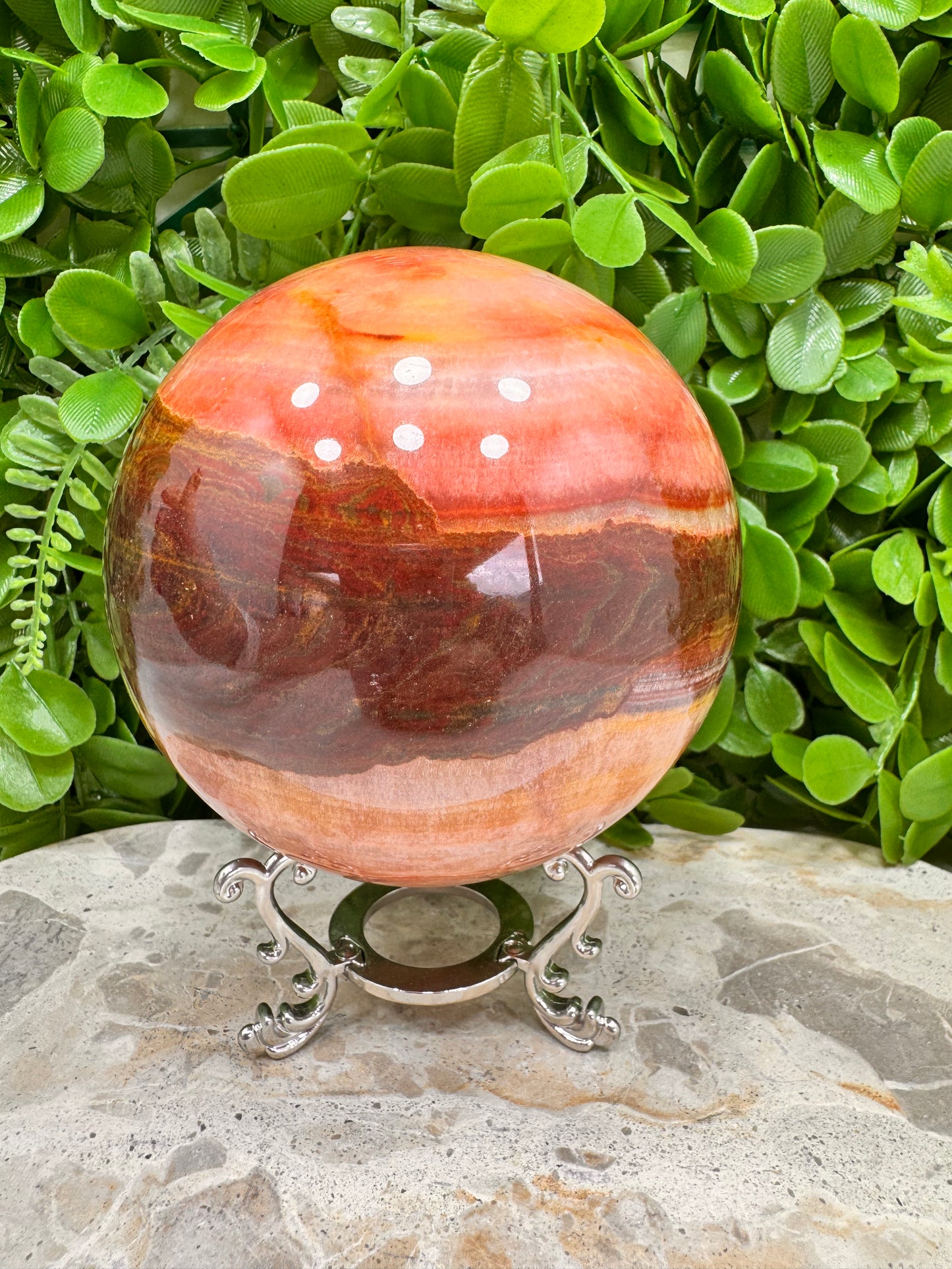 Peach Banded Calcite Spheres 1568g