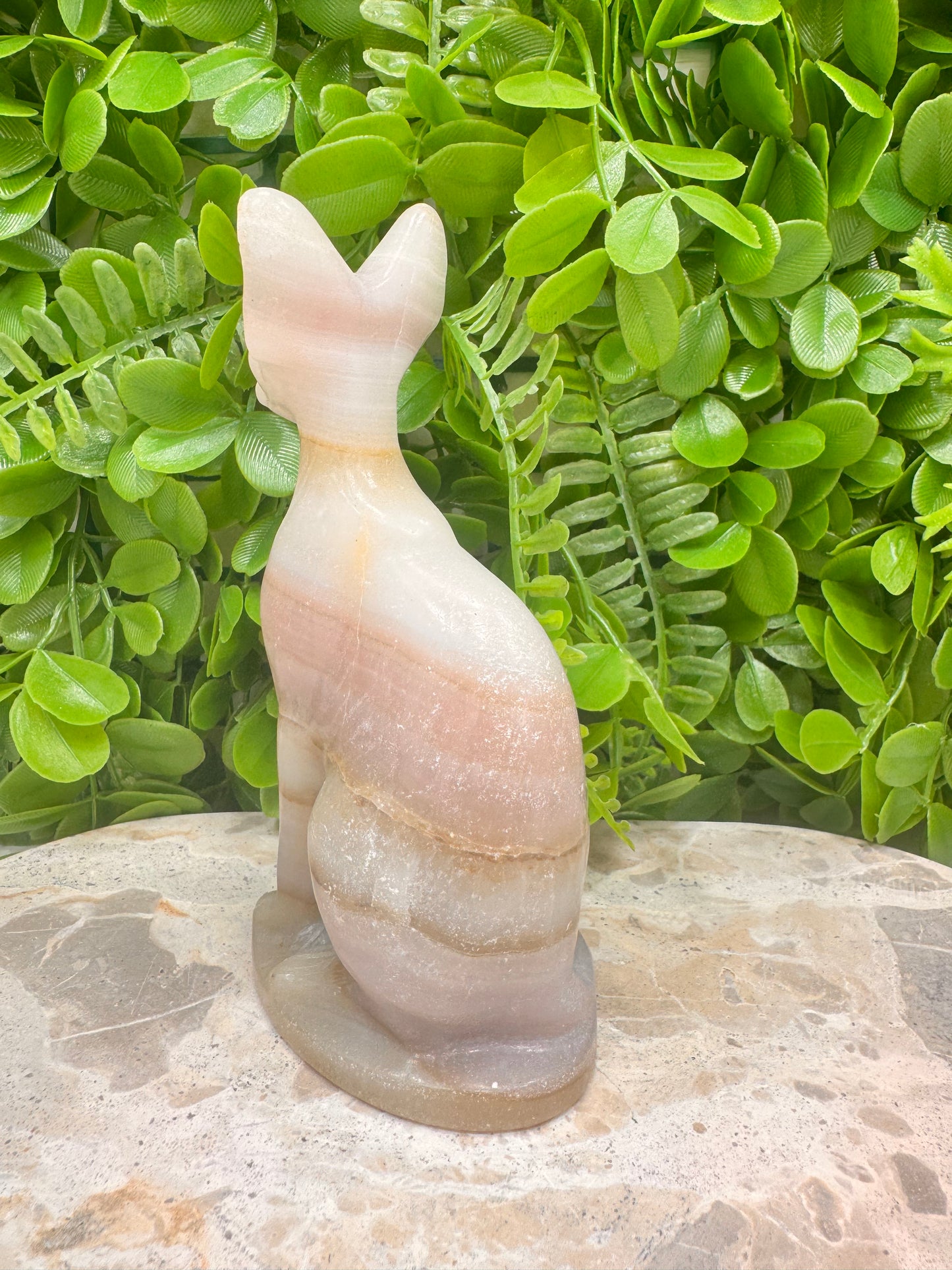 Pink Pistachio Calcite Egyptian Cat 500g