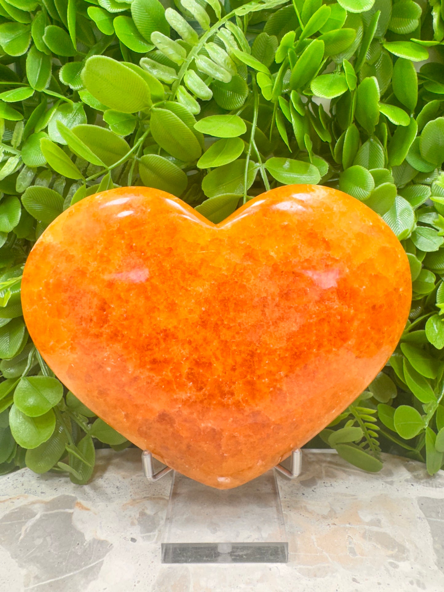 Crystalized Orange Calcite Heart 1096g