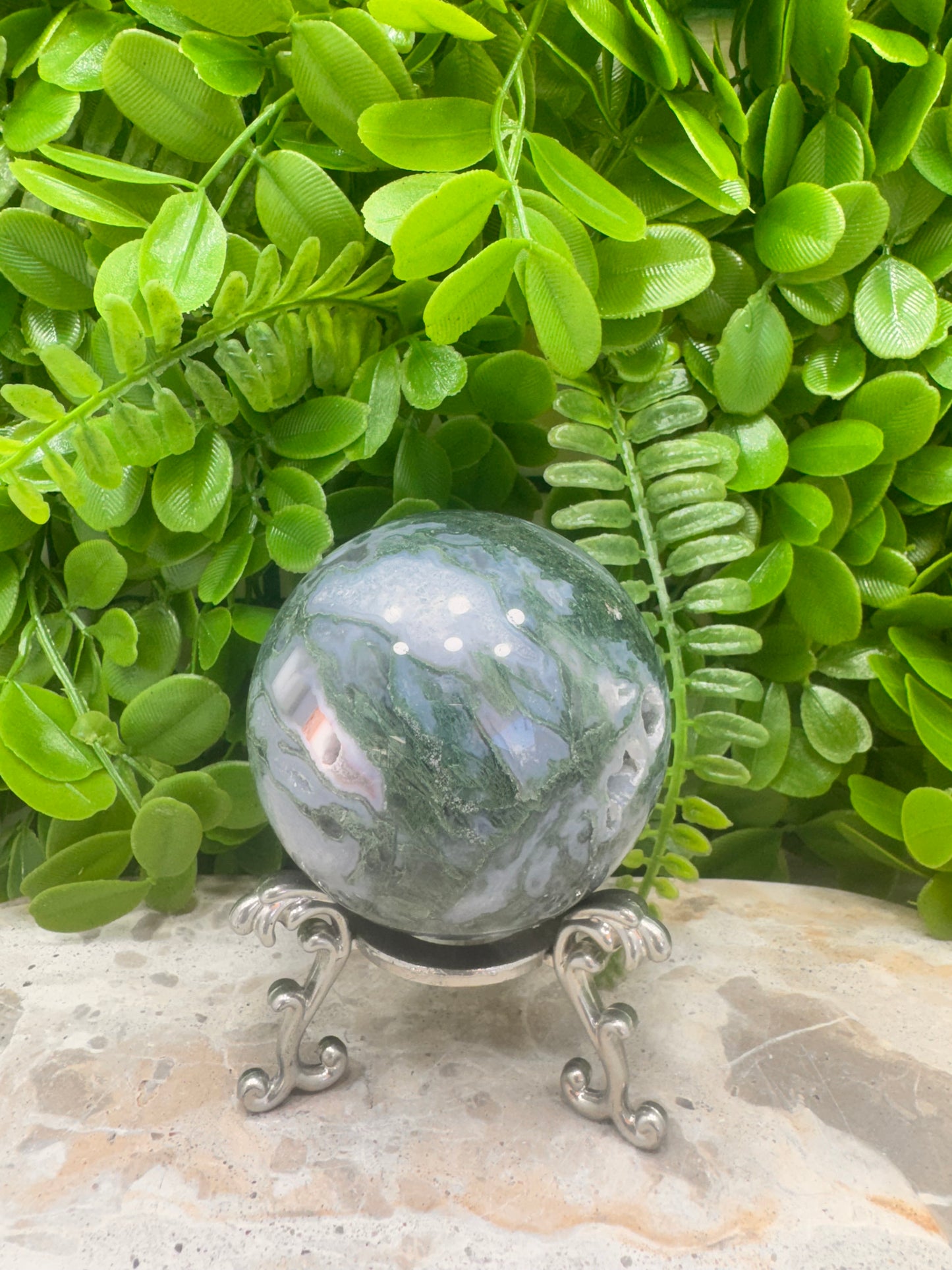 Moss Agate Sphere 432g
