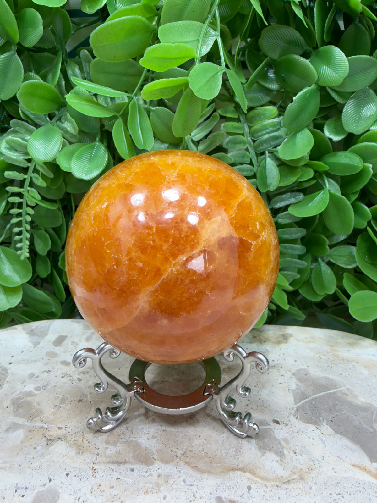 Crystallised Orange Calcite Sphere | Energy • Joy • Creativity