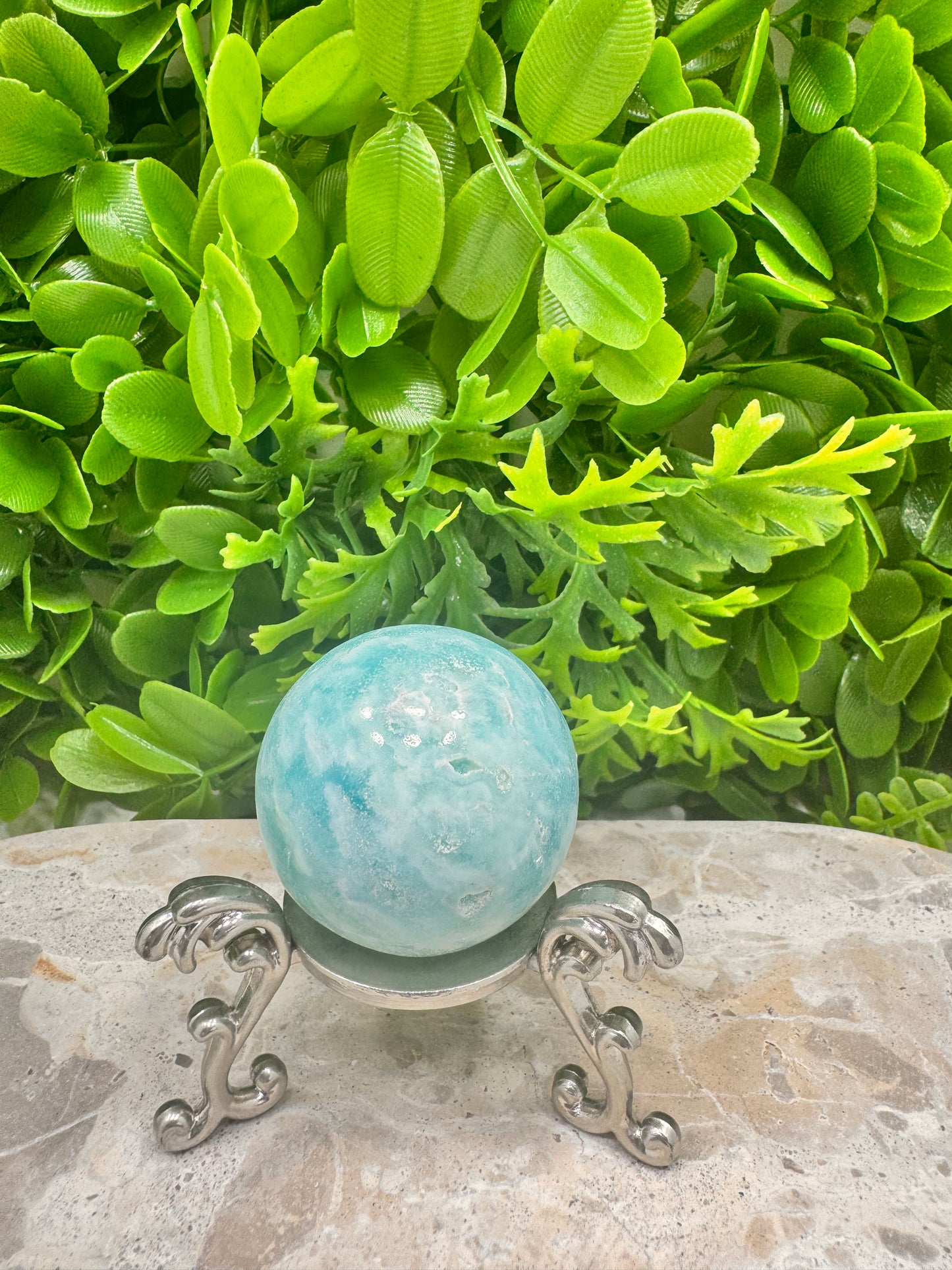 Blue Aragonite Sphere 128g