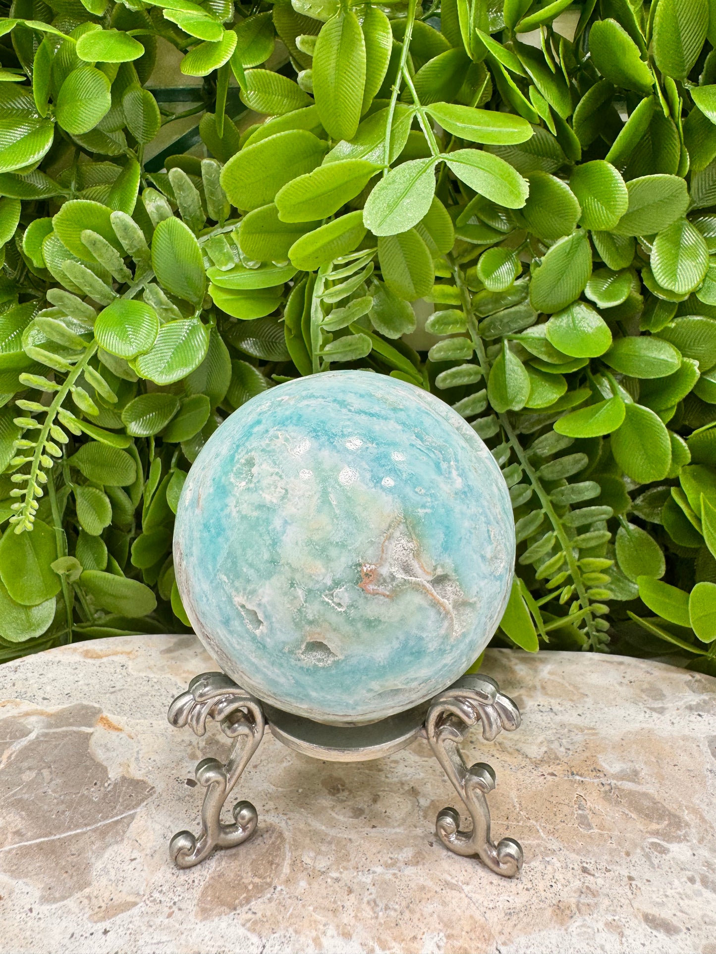 Blue Aragonite Sphere 488g