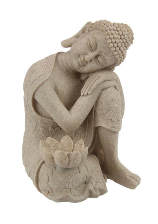23cm Sitting Rulai Buddha with Lotus Tealight Holder A