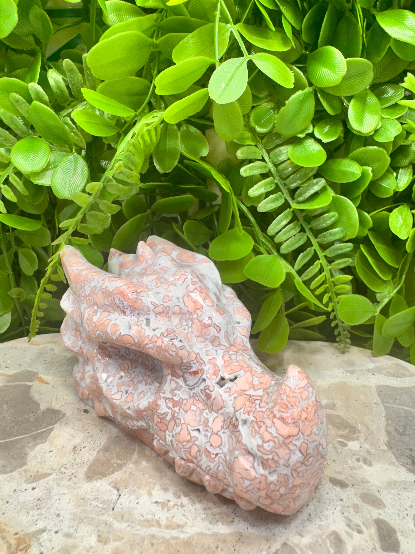 Pink Agate Dragon Skull 635g