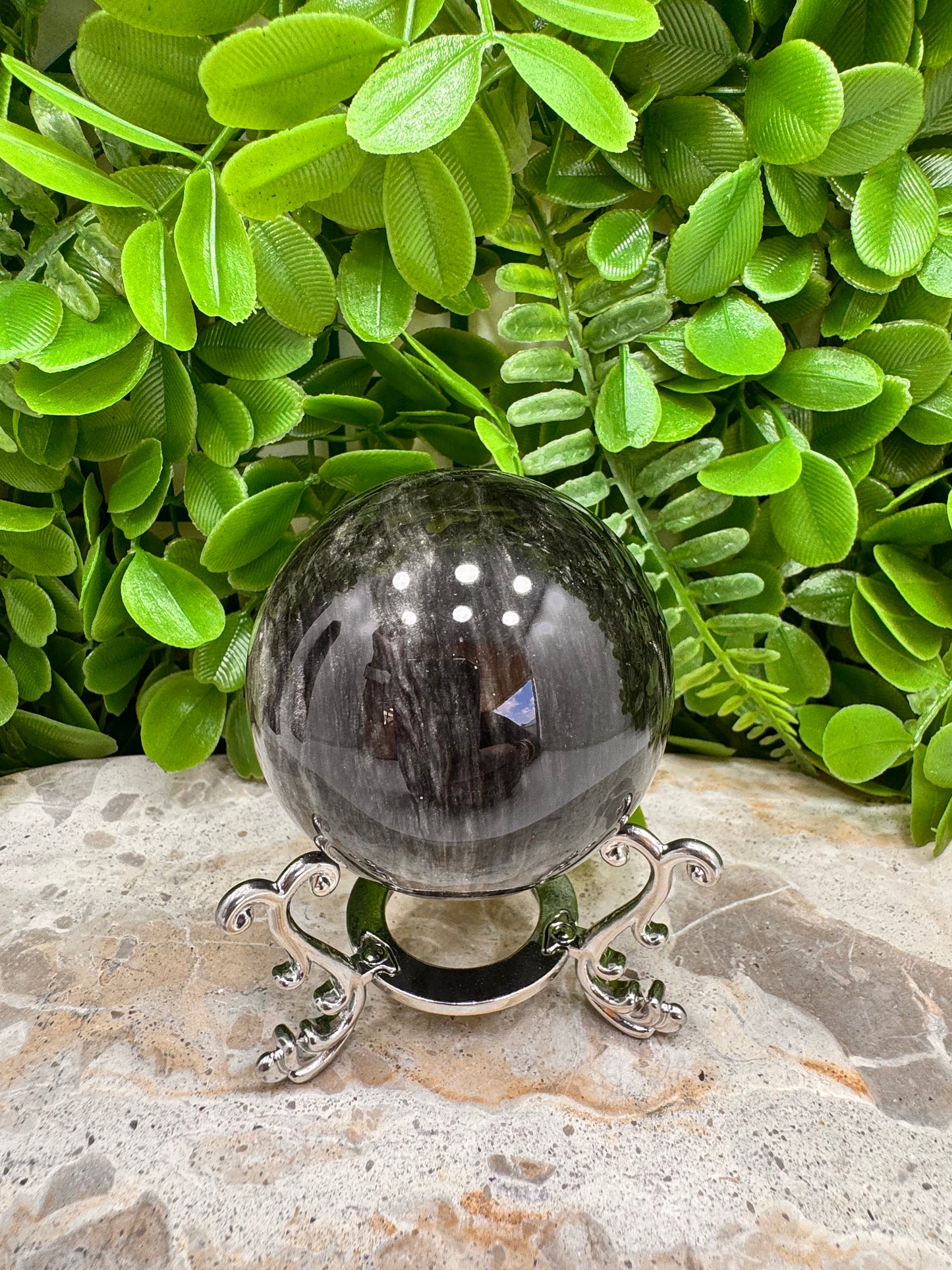 Silver Obsidian Sphere 282g