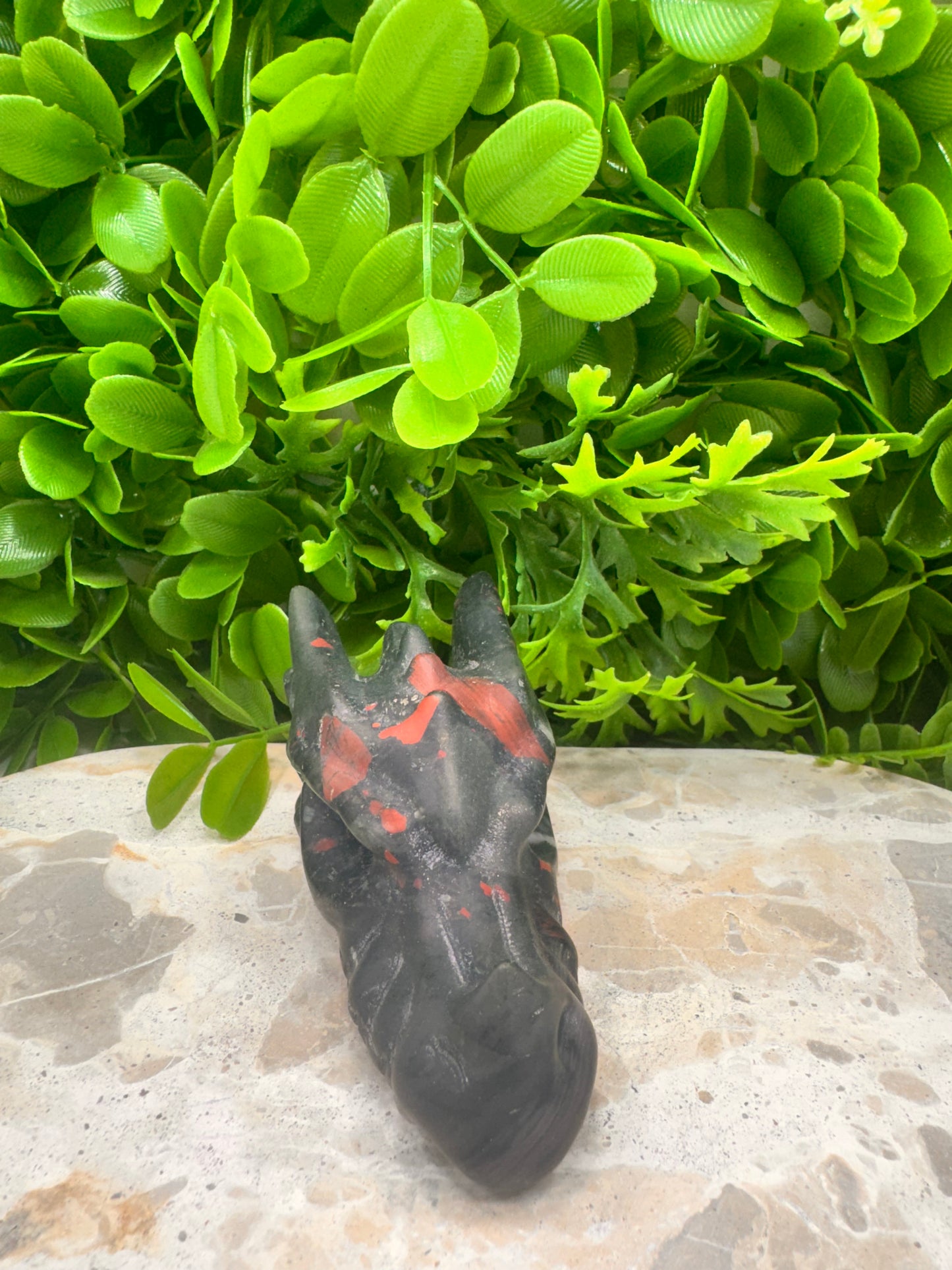 African Bloodstone Dragon Skull 278g