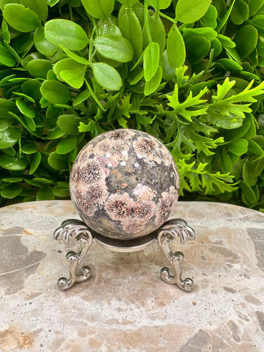 Russian Flower Agate Sphere 232g