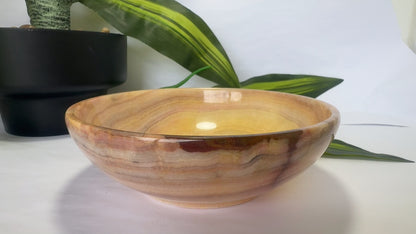 Peach Banded Calcite Bowl 488g