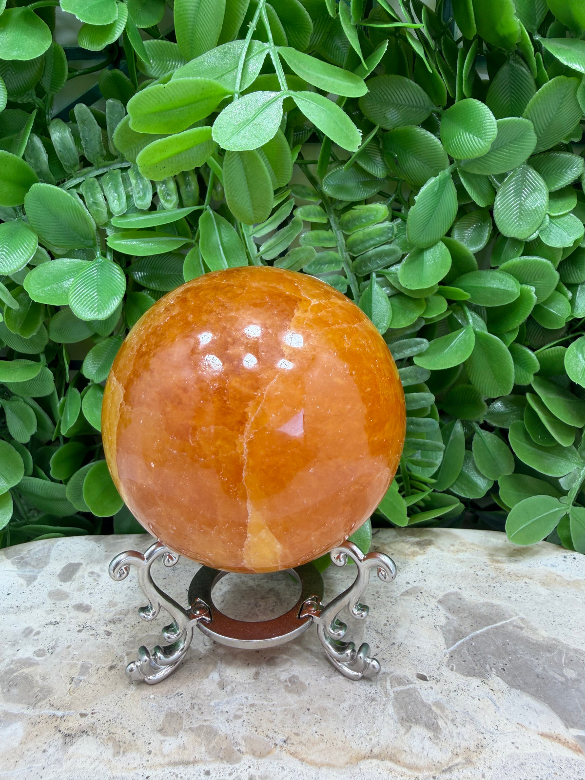 Crystallised Orange Calcite Sphere 646g | Energy • Joy • Creativity