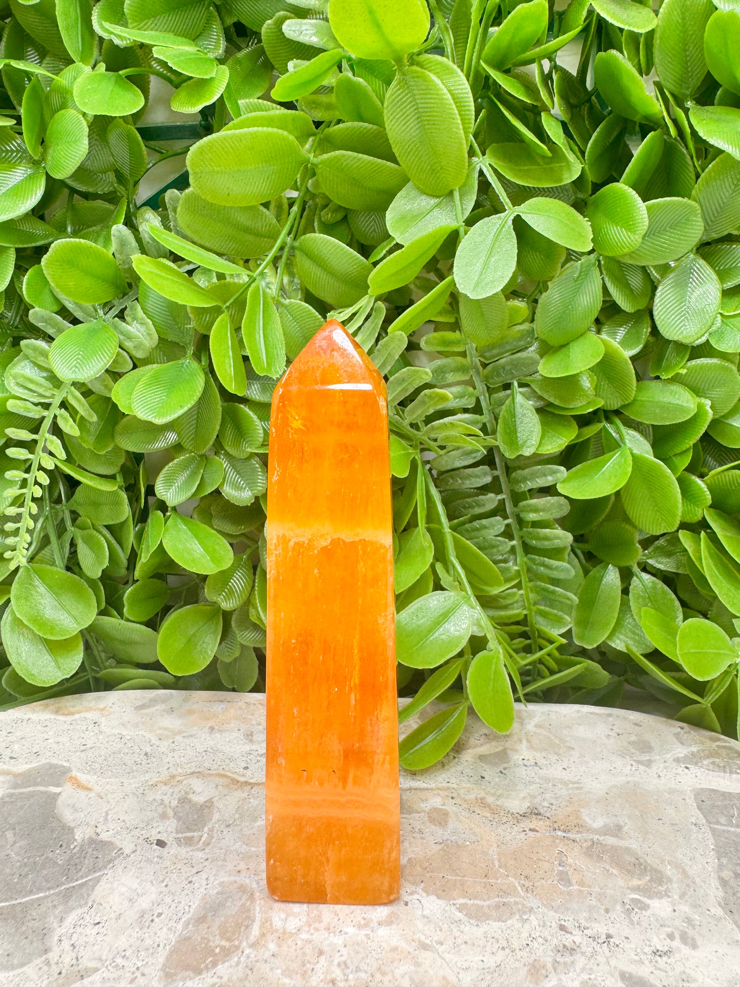 Crystalised Orange Calcite Point 178g