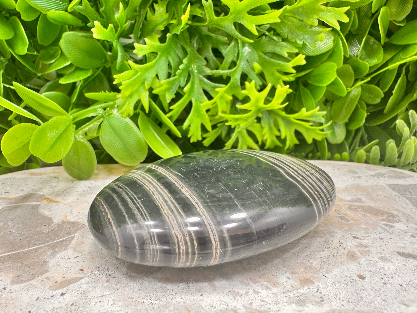 Black Banded Onyx Palm Stone  212g