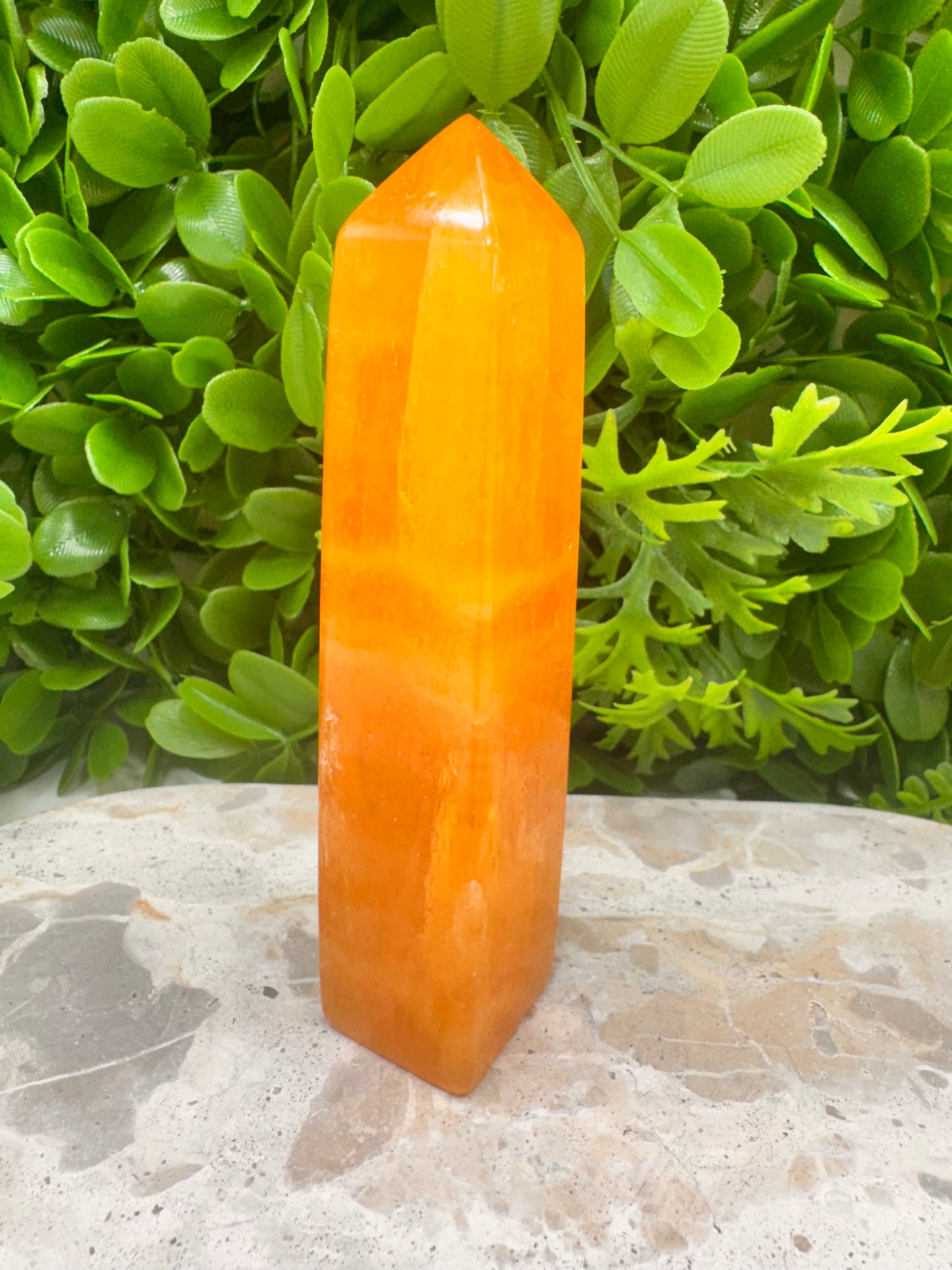 Crystalised Orange Calcite Tower 238g