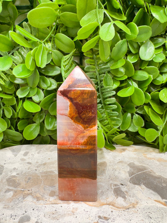 Peach Banded Calcite Tower 242g