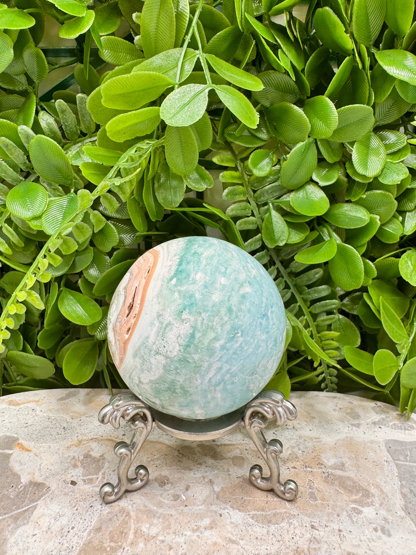 Blue Aragonite Sphere 392g