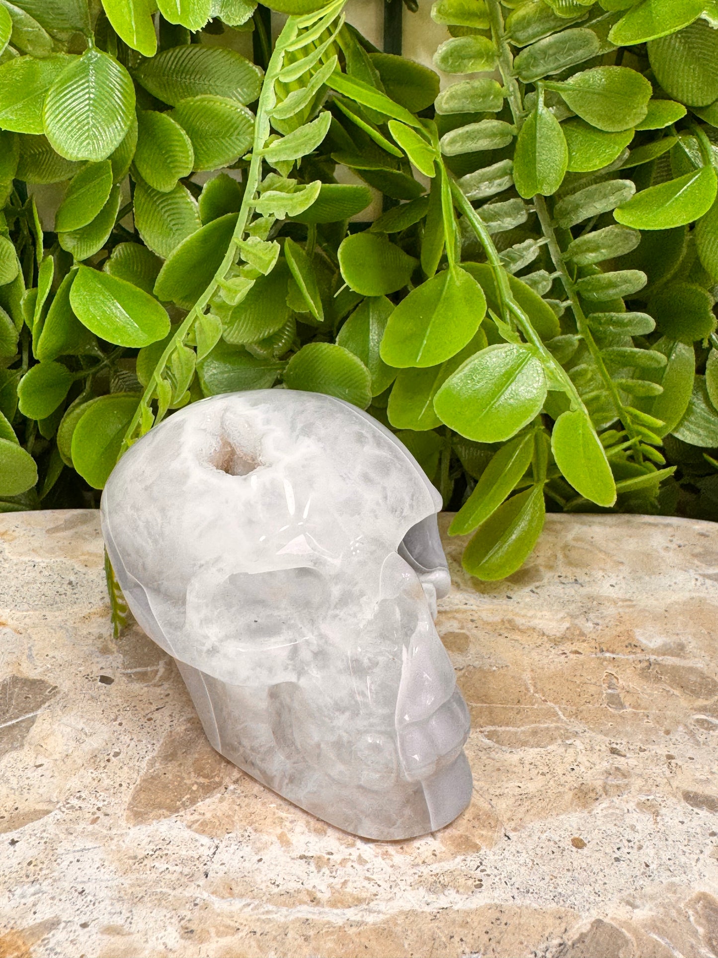 Agate Druzy Skull 266g