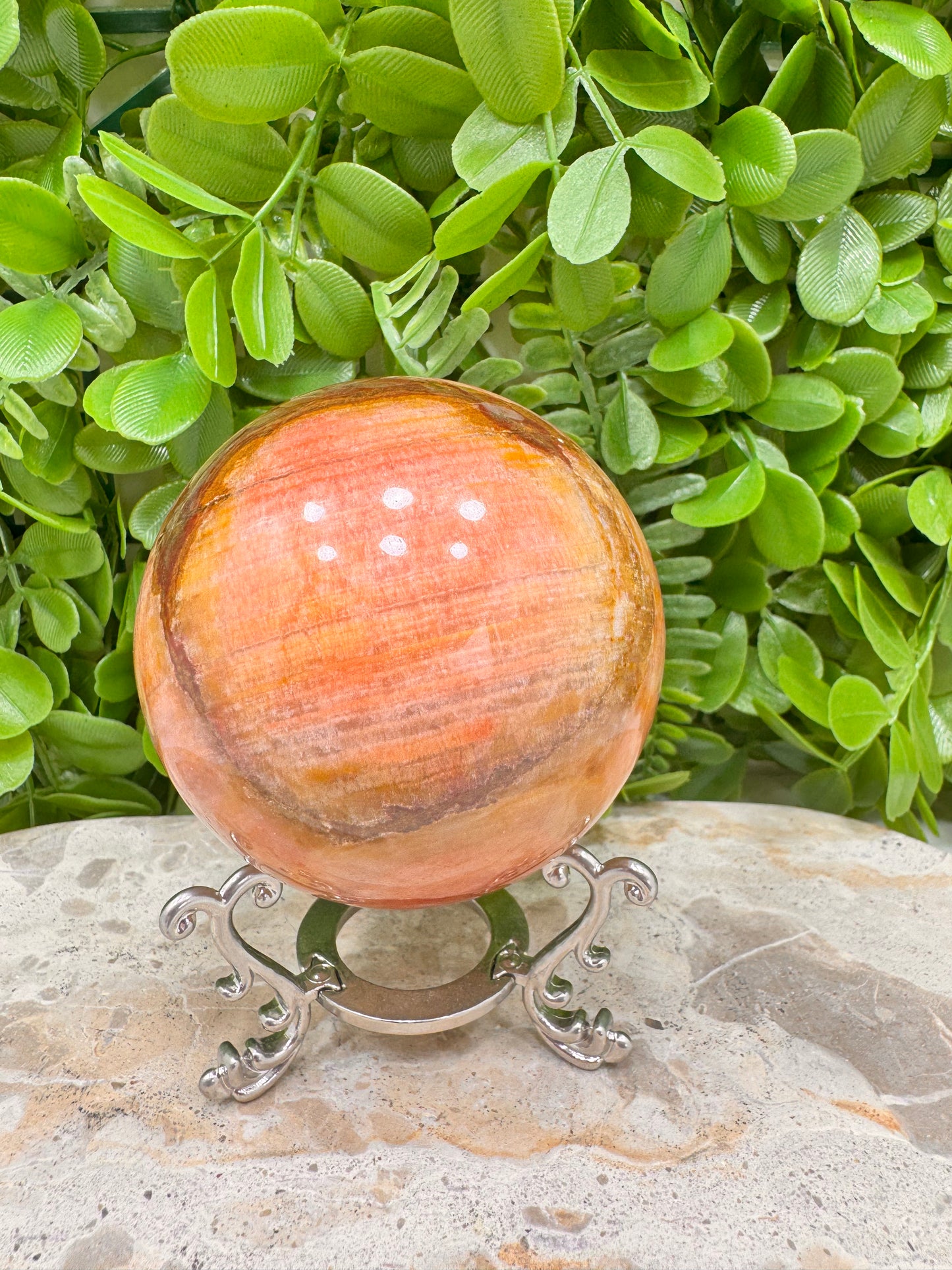 Peach Banded Calcite Sphere 640g