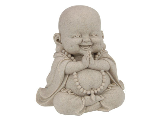 21cm Sitting Happy Buddha in Natural Finish