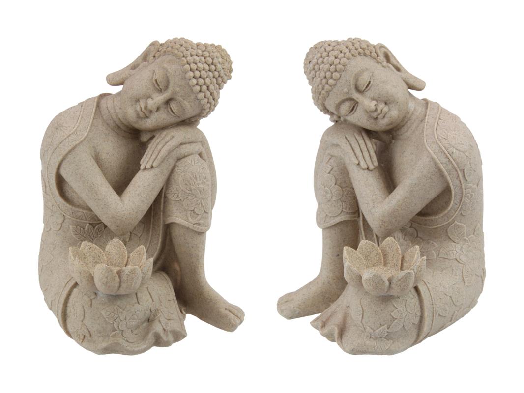 23cm Sitting Rulai Buddha with Lotus Tealight Holder A