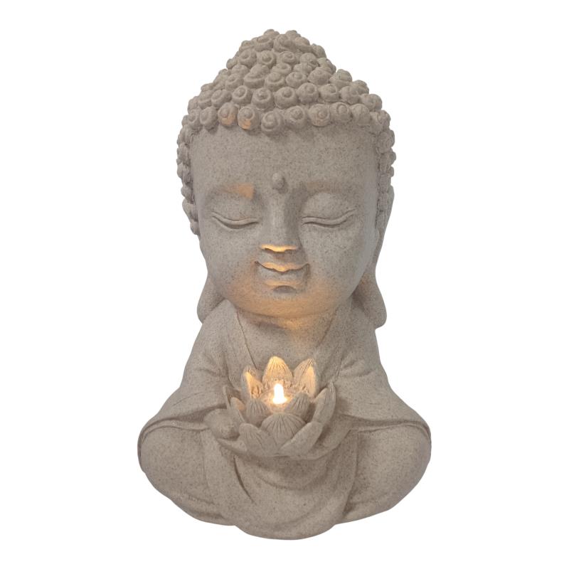 Buddha Holding Lotus Flower with Solar Light