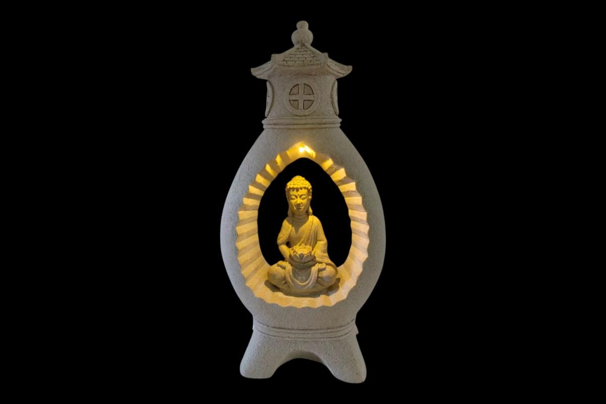 Light Up Pagoda Temple with Meditating Buddha
