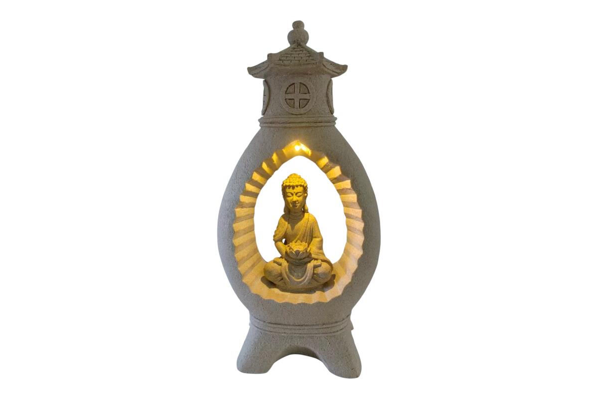 Light Up Pagoda Temple with Meditating Buddha