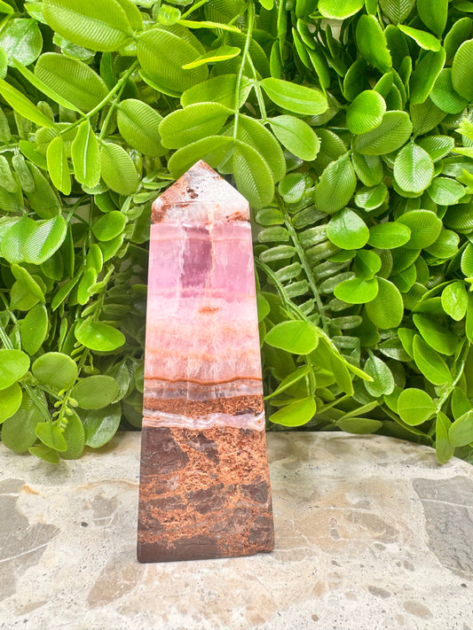 Pink Aragonite Tower 366g
