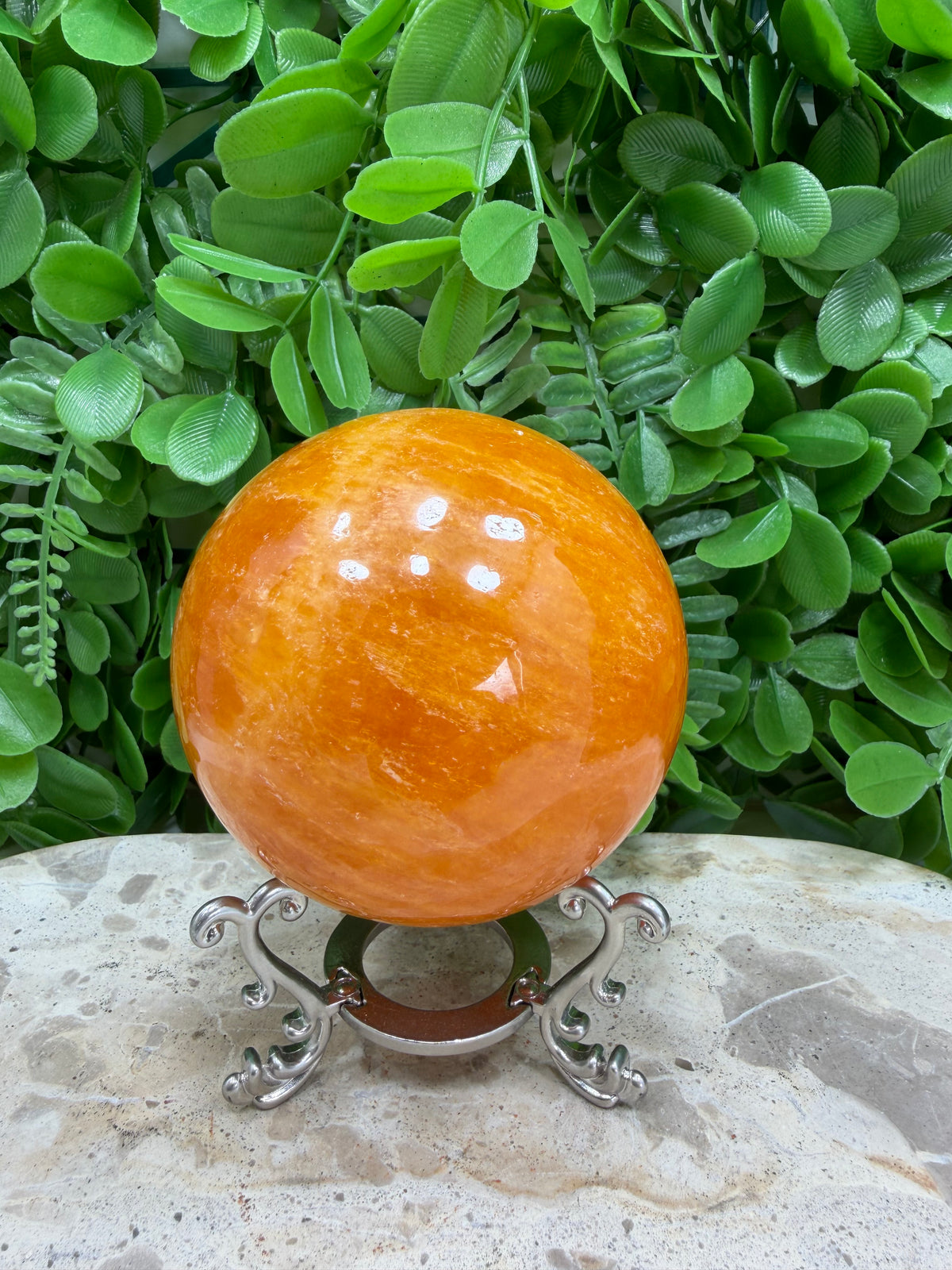 Crystallised Orange Calcite Sphere | Energy • Joy • Creativity