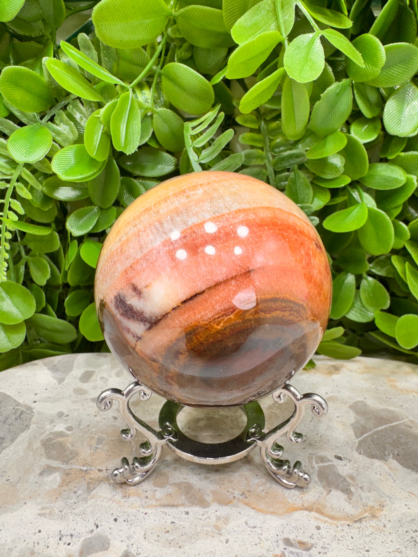 Peach Banded Calcite Spheres 568g